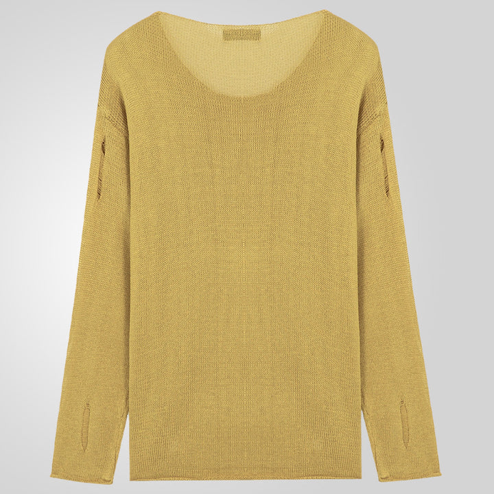 Men's stylish crew neck sweater with frayed details Lune London