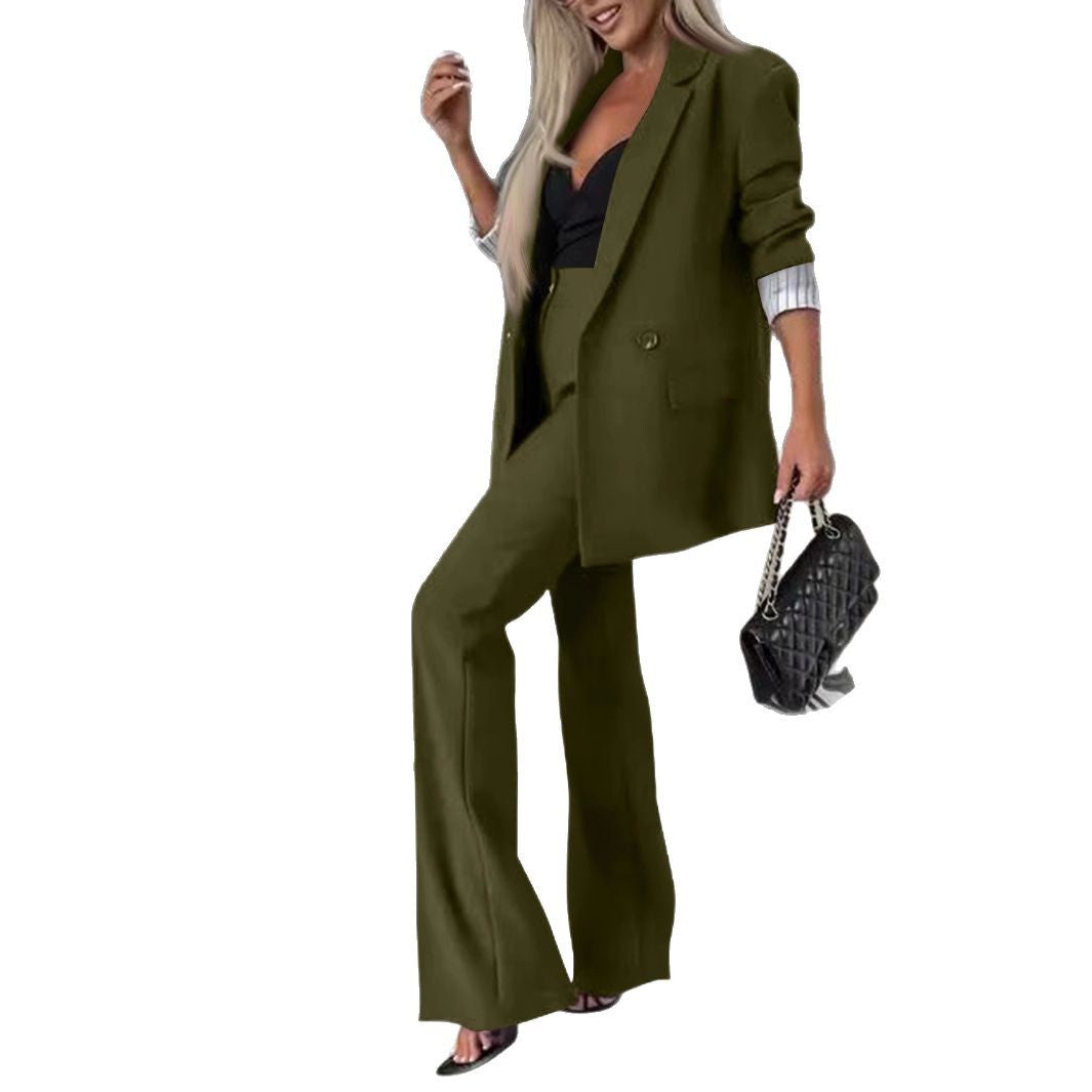 Women elegant and modern suit set with wide leg pants and fitted blazer Lune London