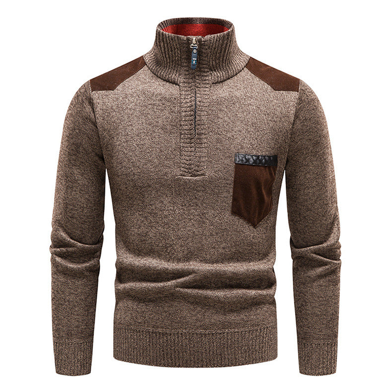 High-quality knitted sweater for men with modern zipper and practical chest pocket Lune London