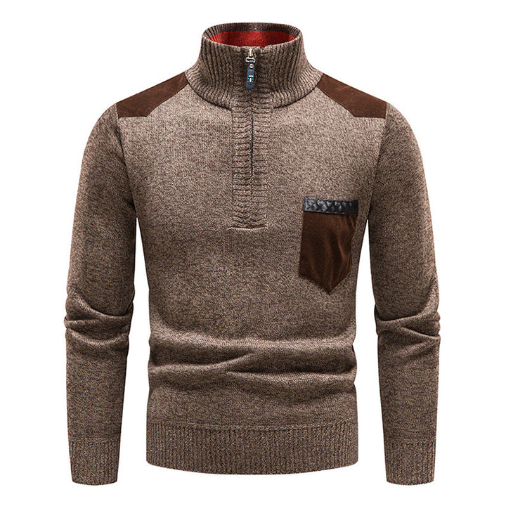High-quality knitted sweater for men with modern zipper and practical chest pocket Lune London