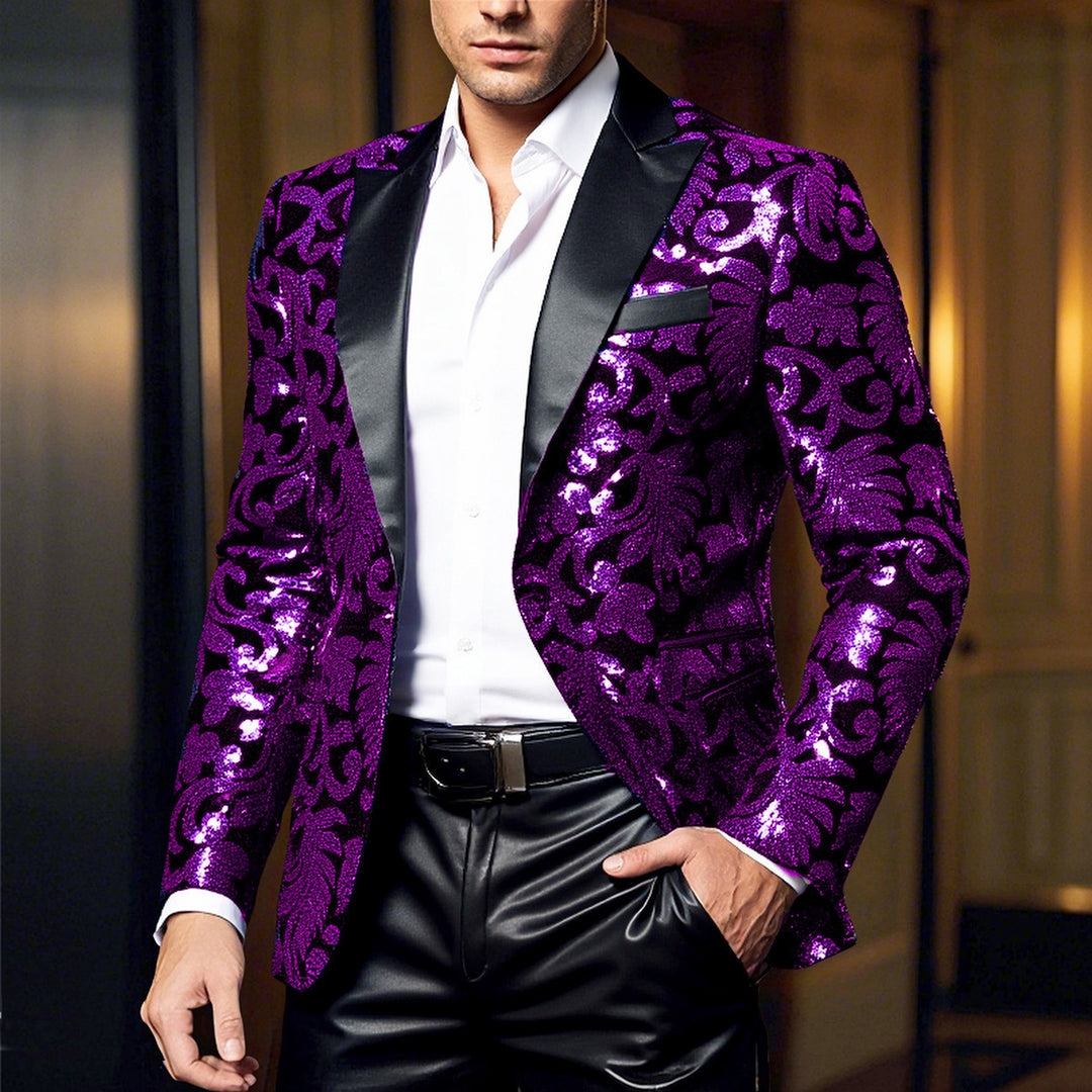 Elegant velvet jacket for men with floral sequin patterns Lune London