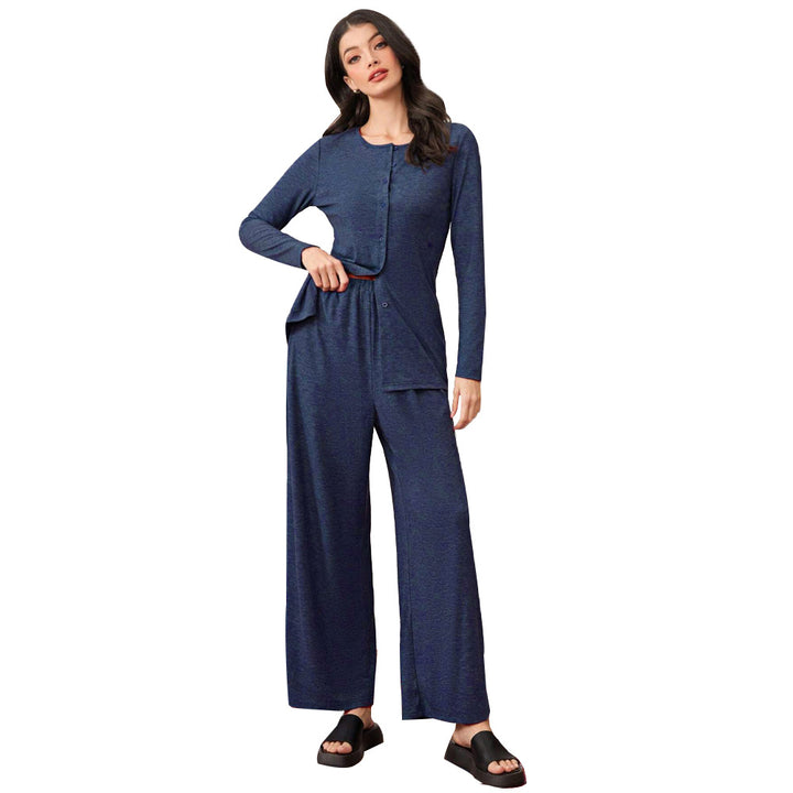 Costume de détente confortable pour femmes avec veste à manches longues et pantalon large Chic & Stil