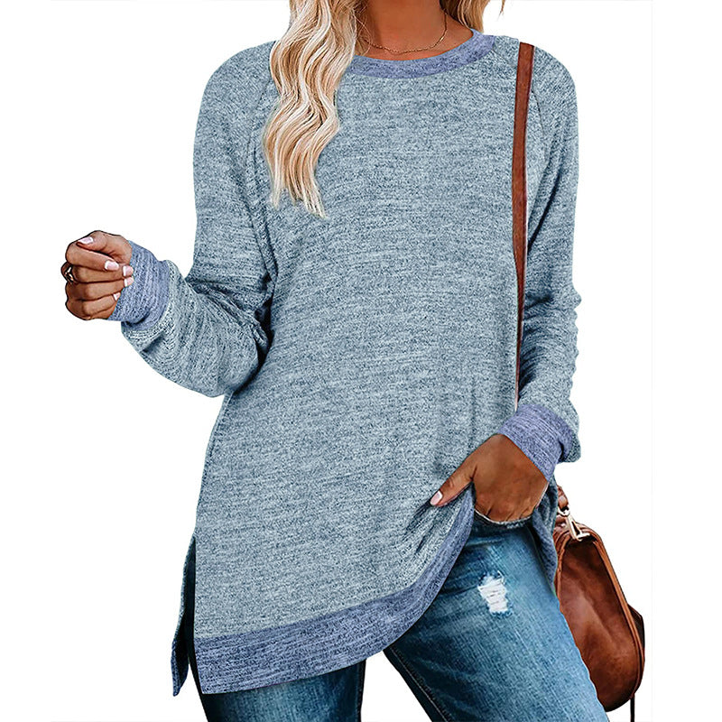 Casual oversized long sleeve t-shirt for women with contrast hem Lune London