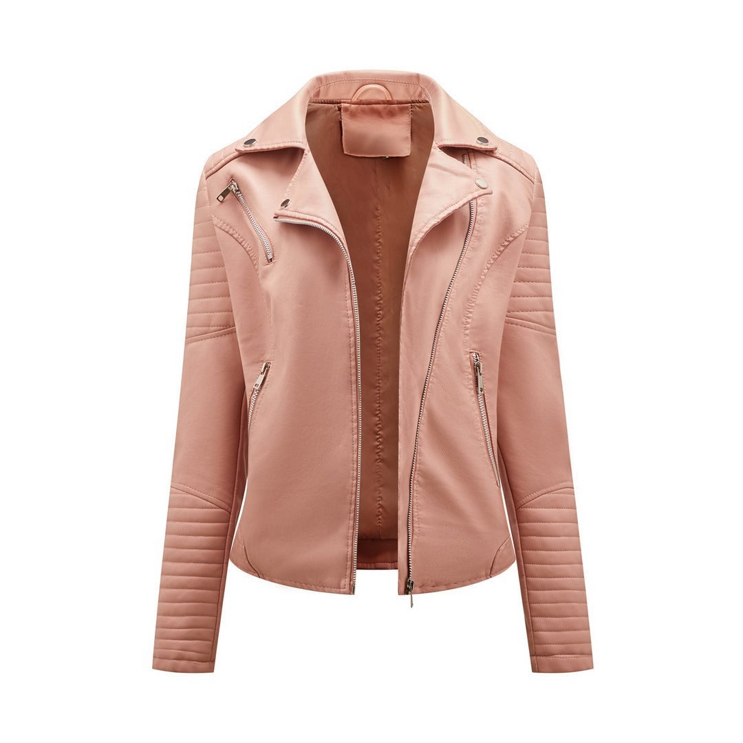 Women's biker jacket with trendy quilted details and an asymmetrical zipper Lune London