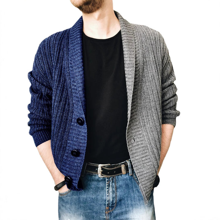Men's knitted jacket with textured surface and modern buttons Lune London