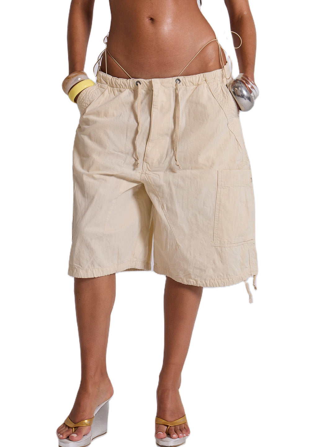 Women's casual short cargo shorts with adjustable waistband and practical pockets Lune London