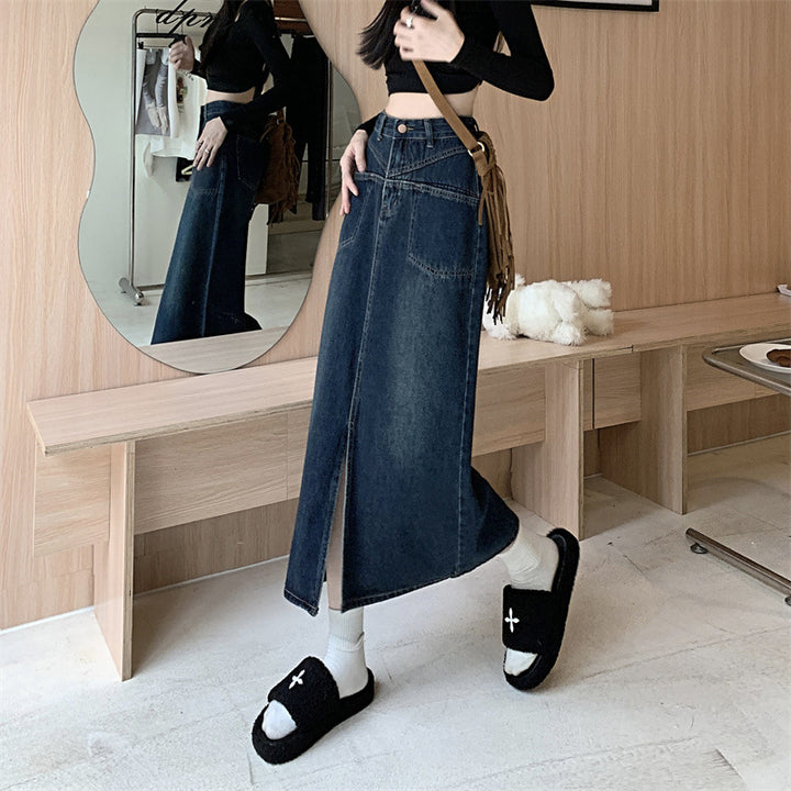 Jupe en jean pour femmes avec fente élevée Chic & Stil