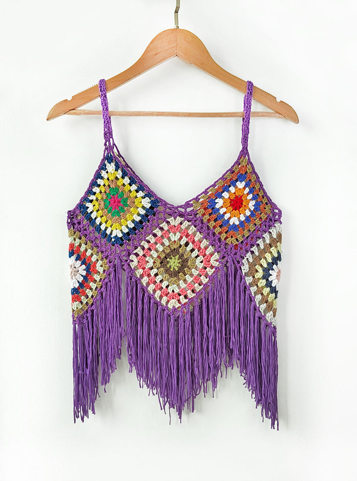 Lune London Crocheted Fringe Crop Top for Women