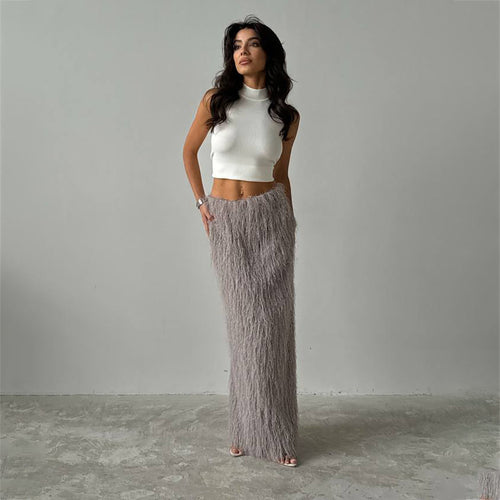 Elegant women's wrap top and maxi skirt with sparkling accents Lune London