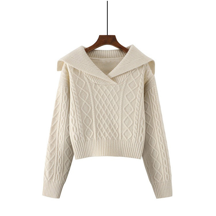 Knit sweater for women with oversized collar Lune London