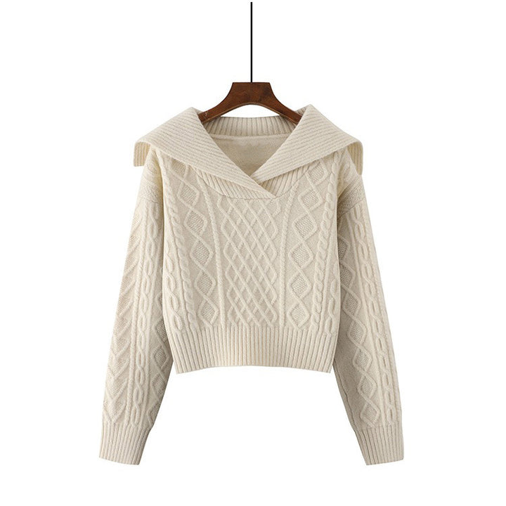 Knit sweater for women with oversized collar Lune London