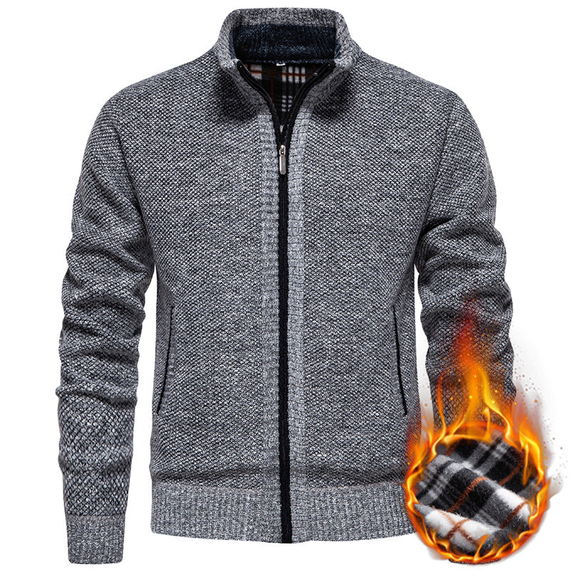 Stylish knitted jacket for men with high collar and practical pockets Lune London