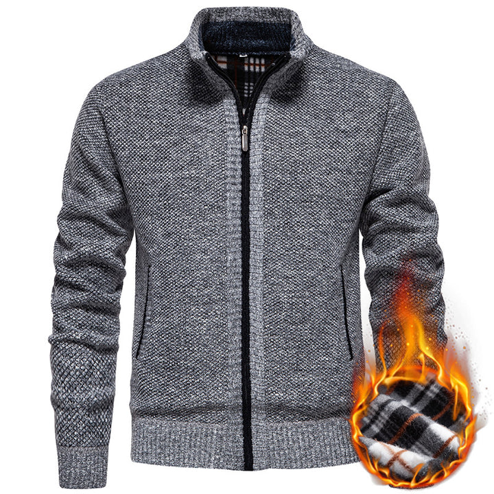 Stylish knitted jacket for men with high collar and practical pockets Lune London