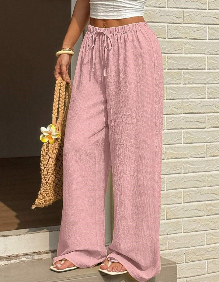 Wide Palazzo pants for women in lightweight and breathable material with elastic waistband Lune London