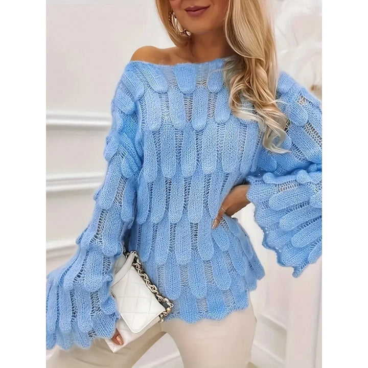 Sweater en maille pour femmes avec des manches volumineuses et un motif texturé Chic & Stil