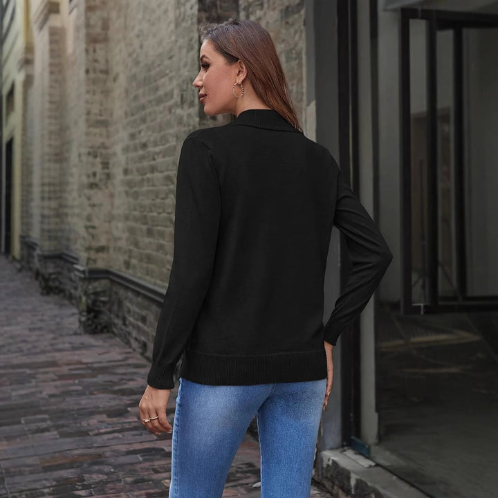 Ladies open-cut casual cardigan with fine rib details Lune London