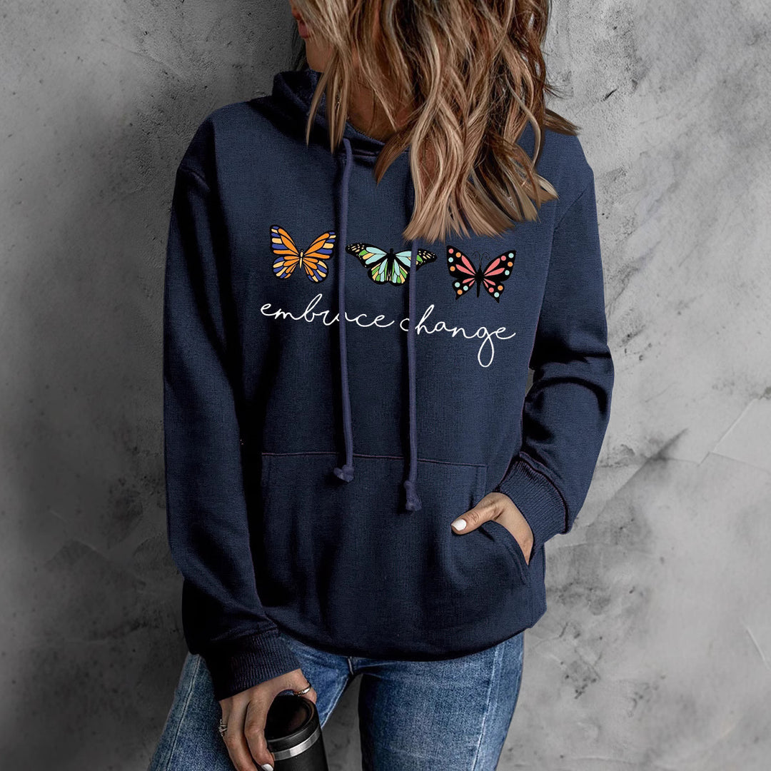 Sweat à capuche pour femmes avec motif de papillon inspirant et message motivant Chic & Stil