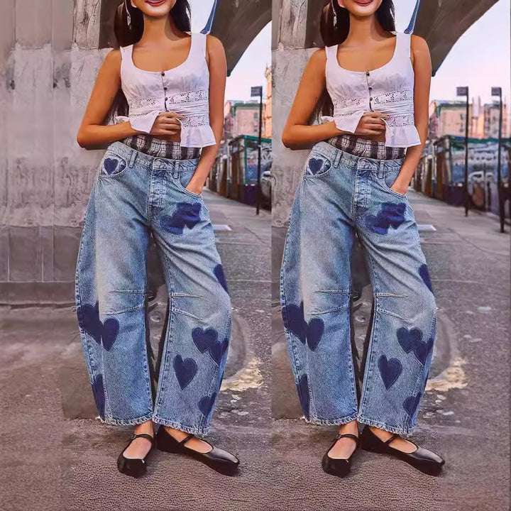 Wide jeans for women with heart-shaped details and a relaxed cut Lune London