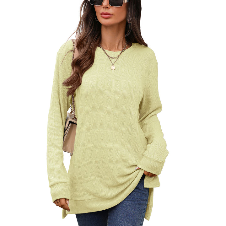 Long sleeve shirt for women with textured pattern and side slits Lune London