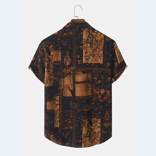 Short sleeve shirt for men with floral design and textured fabric Lune London
