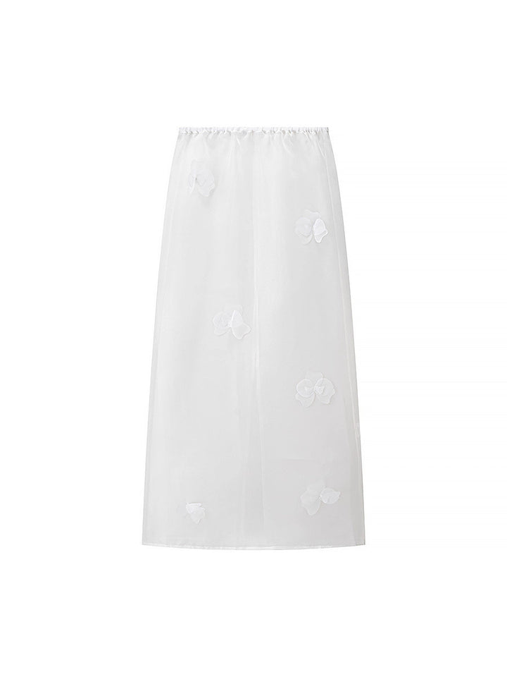 Long sheer blouse for women with floral design and side slit Lune London