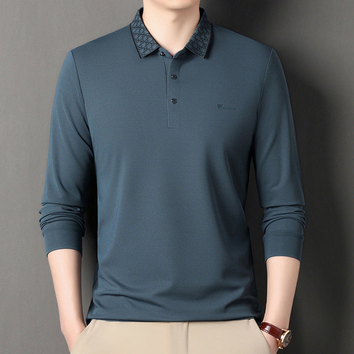 Men's Long Sleeve Polo with Structured Collar and Functional Design Lune London