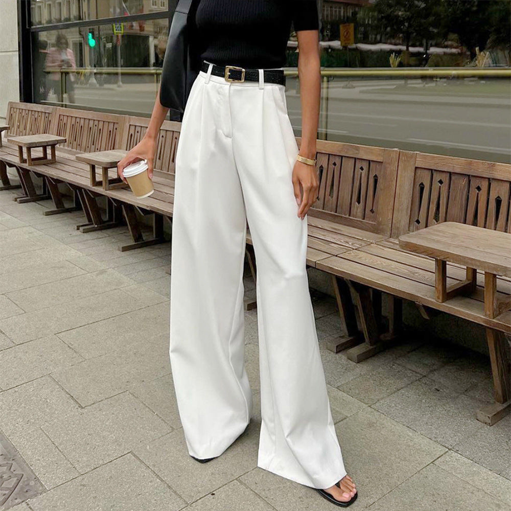 Lune London wide leg suit pants for women with pleats