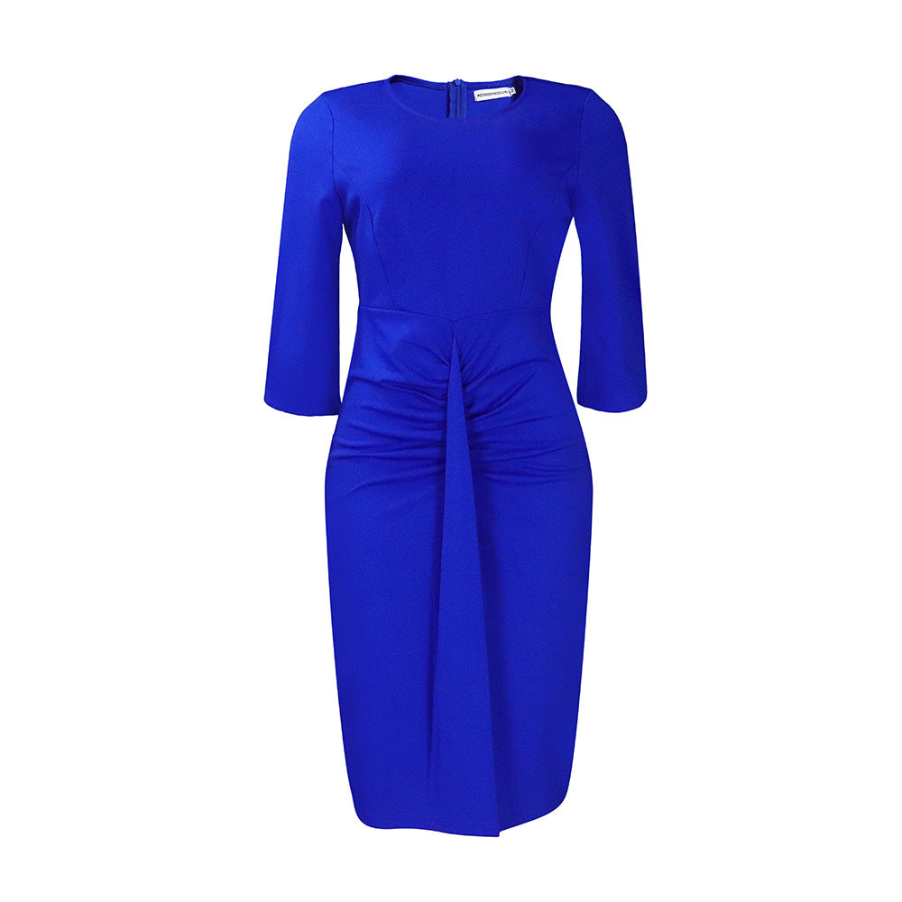 Fitted dress for women with pleats and 3/4 sleeves Lune London