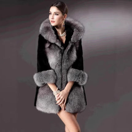 Ladies faux fur parka elegant and warm with hood Lune London