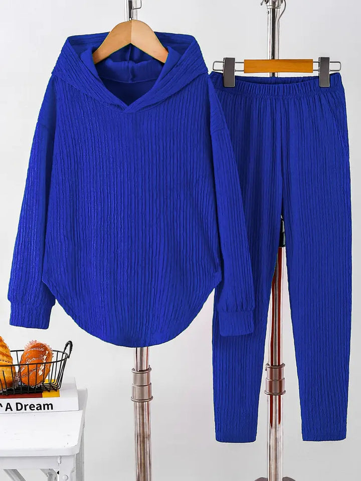 Lune London textured design casual sweatshirt and pants set for women