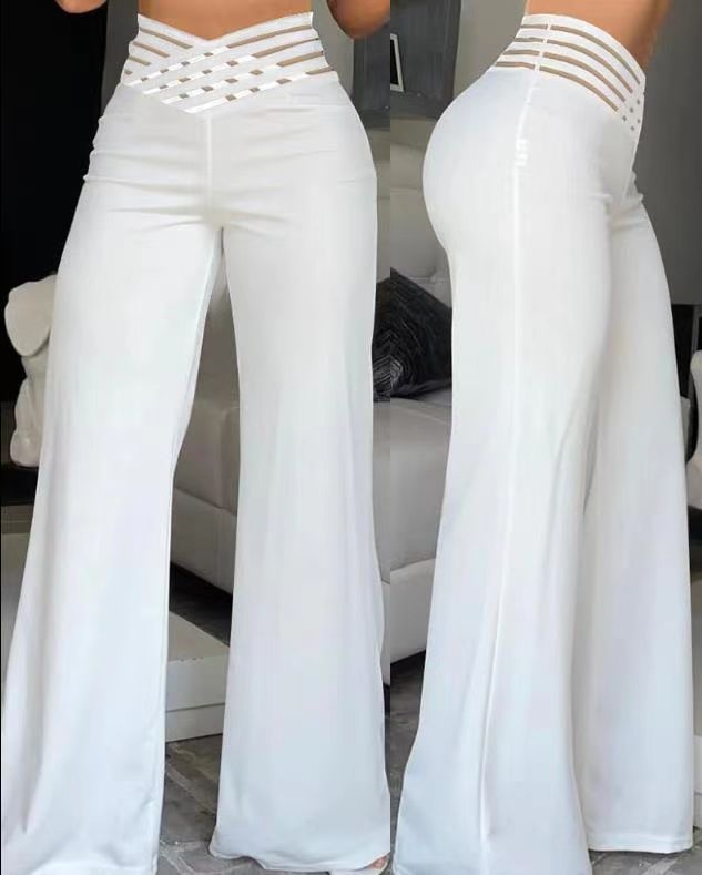 Wide leg pants for women with a trendy grid design Lune London