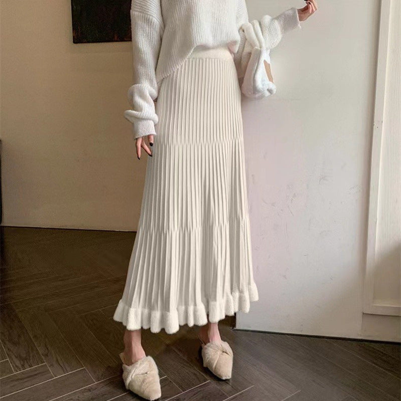 Pleated maxi skirt for women with elegant ruffle finish Lune London