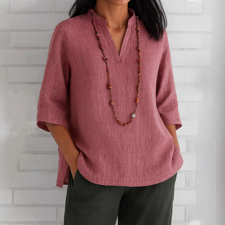 Casual blouse for women with V-neck and side pockets Lune London