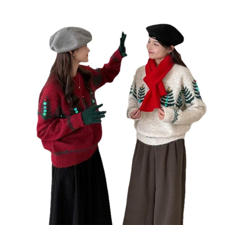 Pull confortable pour femmes avec motif ludique et applications joyeuses Chic & Stil