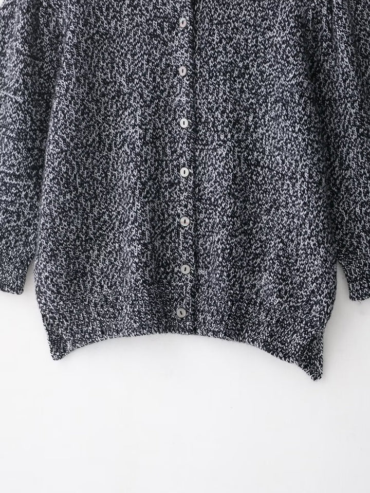 Ladies modern knit jacket with straight shoulders and button placket Lune London