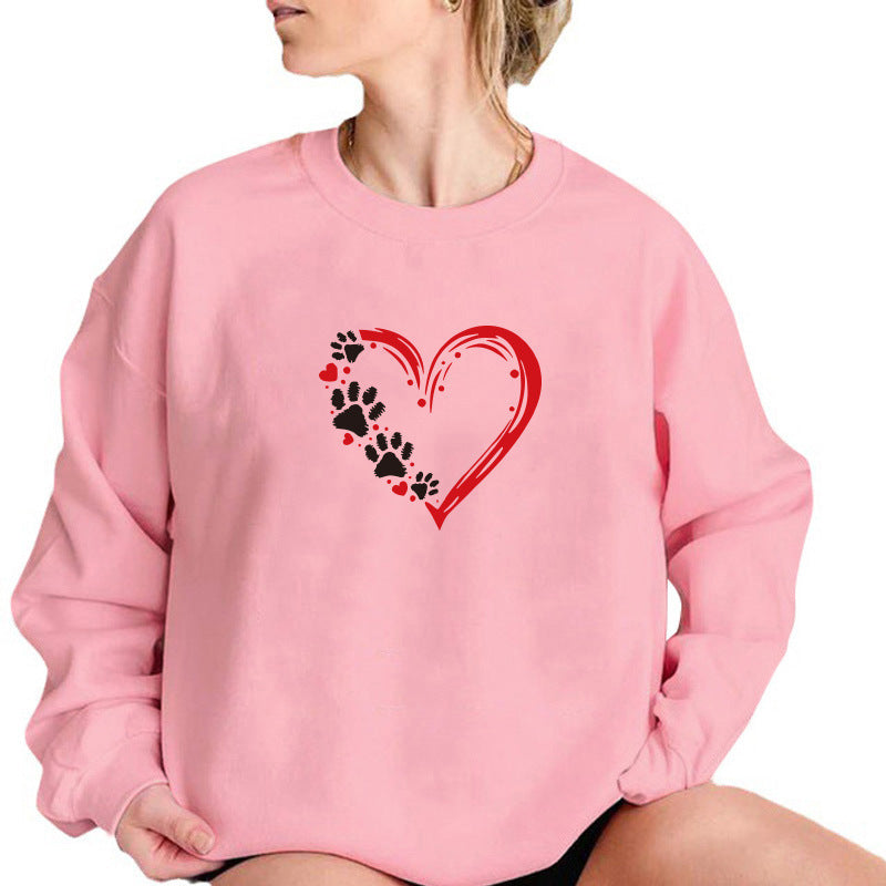 Sweatshirt pour femmes avec un design créatif de cœur et de patte Chic & Stil