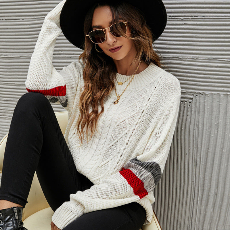 Oversized knitted sweater for women with modern cable pattern Lune London
