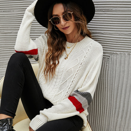 Oversized knitted sweater for women with modern cable pattern Lune London