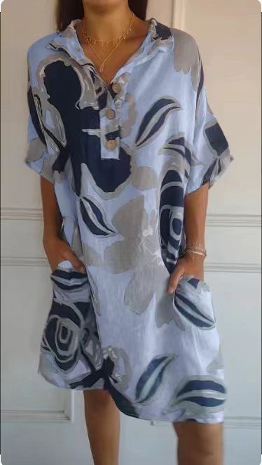 Aerial beach dress for women with trendy pattern and side pockets Lune London