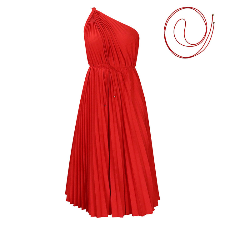 Pleated strapless dress for women with elegant cord Lune London