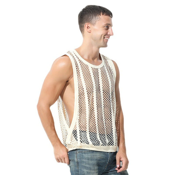 Men Breathable Mesh Tank Top with Racerback Design Lune London