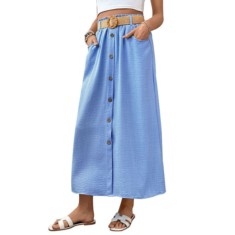 Maxi button-up skirt for women with functional pockets Lune London