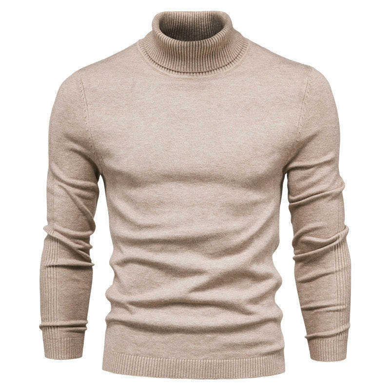 Knit sweater for men with high collar and fine rib pattern Lune London