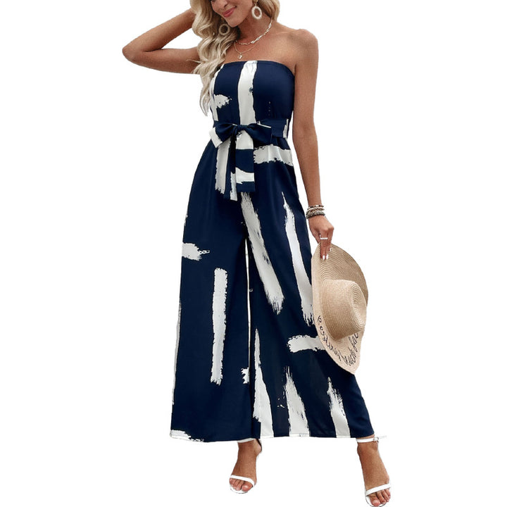 Strapless jumpsuit for women with wide legs and fitted belt Lune London