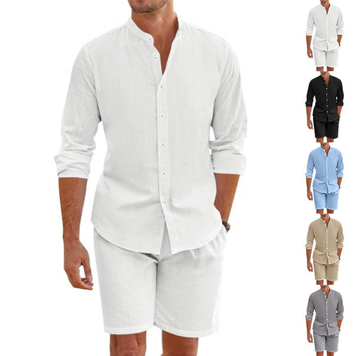 Casual shirt and shorts set for men in lightweight linen material Lune London