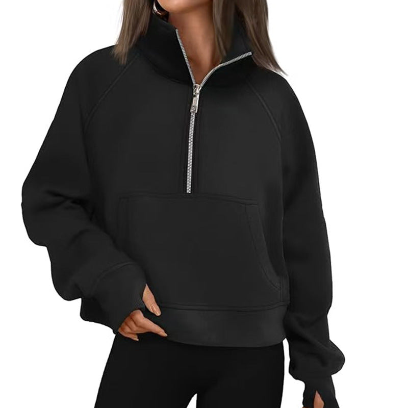 Women's sweater with high collar and zipper Lune London