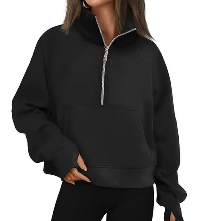 Women's sweater with high collar and zipper Lune London