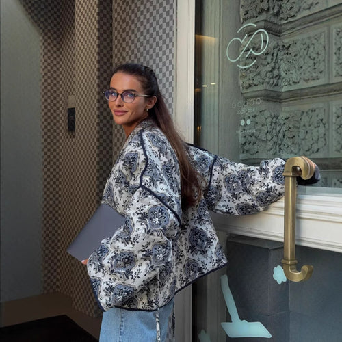 Quilted jacket for women with floral design and modern cut Lune London