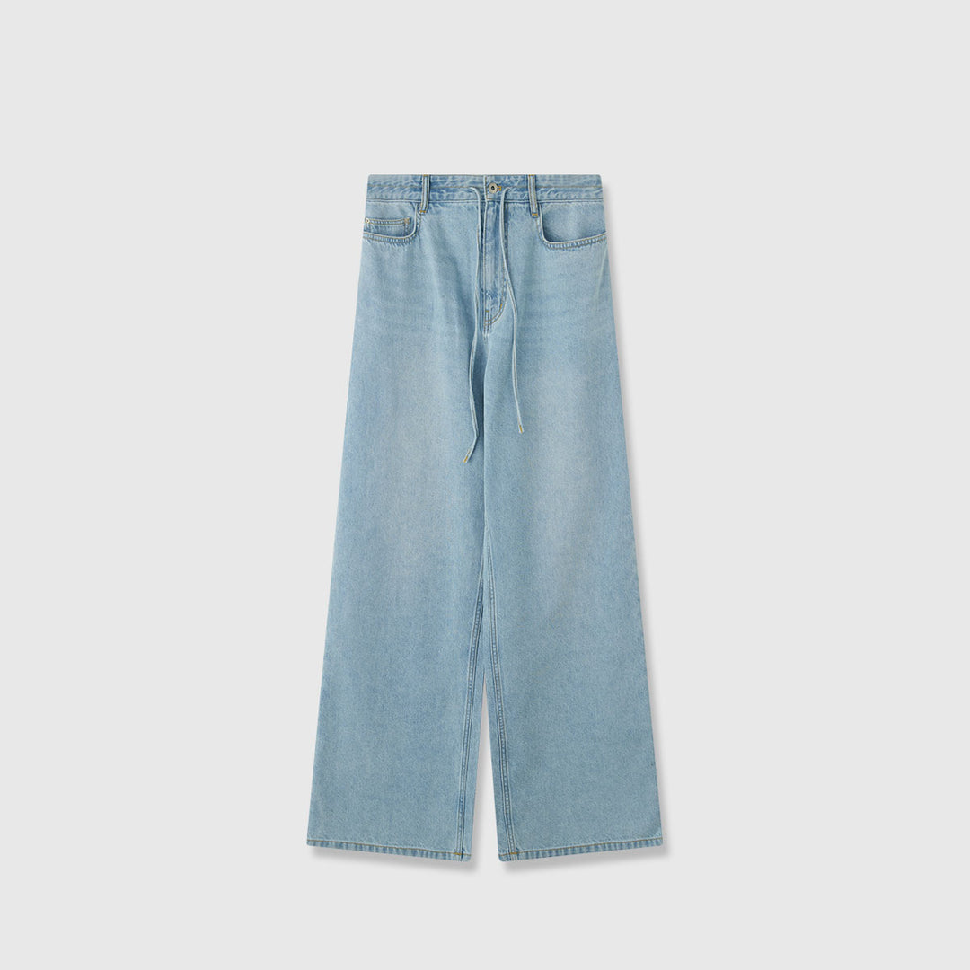Culotte en denim à coupe ample pour femmes avec taille haute et bande élastique