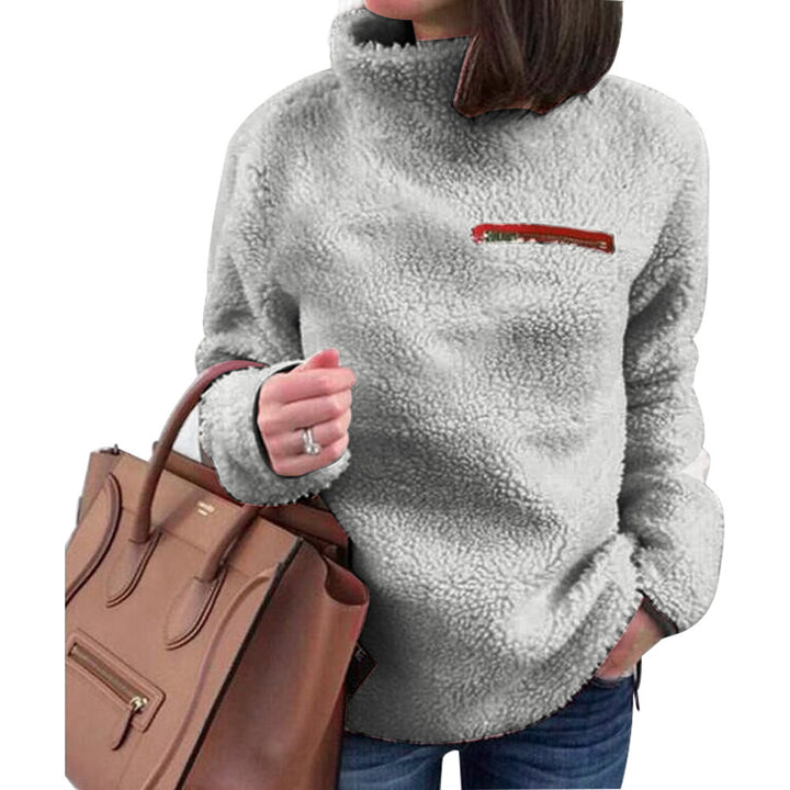 Fleece pullover for women with high collar and feminine cut Lune London